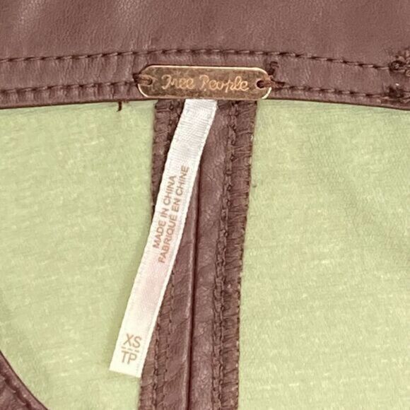 Free People Dress Womens X-Small Burgundy Faux Leather Front Zip City Girl Mini - Picture 14 of 15